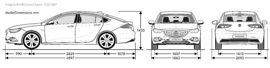Opel Insignia Grand Sport Τεχνικά Χαρακτηριστικά 8 INSIGNIA GSI Διαστάσεις οχήματος σε mm Μήκος Πλάτος (+/- εξωτερικούς καθρέπτες)