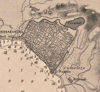 ΤΟ ΟΔΙΚΟ ΔΙΚΤΥΟ ΤΗΣ ΘΕΣΣΑΛΟΝΙΚΗΣ ΑΠΟ ΤΗΝ ΑΡΧΑΙΟΤΗΤΑ ΩΣ ΤΗΝ ΠΥΡΚΑΓΙΑ ΤΟΥ 1917 Εικόνα 6.5 9 : Χάρτης Θεσσαλονίκης έτους 1850 Εικόνα 6.