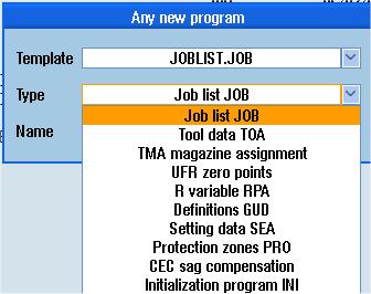 Gestiune programe 9.4 Creare Director/Program/Listă Job/Listă programe 6. Introduceţi numele dorit al programului şi apăsaţi tasta soft "OK".
