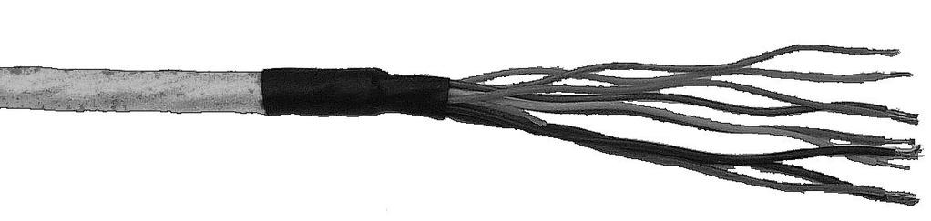 Pārējos vadus izpletiet kabeļa ārpusē vēdekļa veidā. Satiniet kopā noplūdes vadus. 5. Pārvelciet pāri noplūdes vadiem 75 mm garu siltumā sarūkošu cauruli.