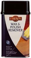 Επιδιόρθωση & Αναζωογόνηση WAX AND POLISH REMOVER Άχρωμο καθαριστικό ξύλου Για την απομάκρυνση συσσωρευμένης βρωμιάς και λιπαρότητας από τα έπιπλα πριν την ανανέωση του φινιρίσματος.