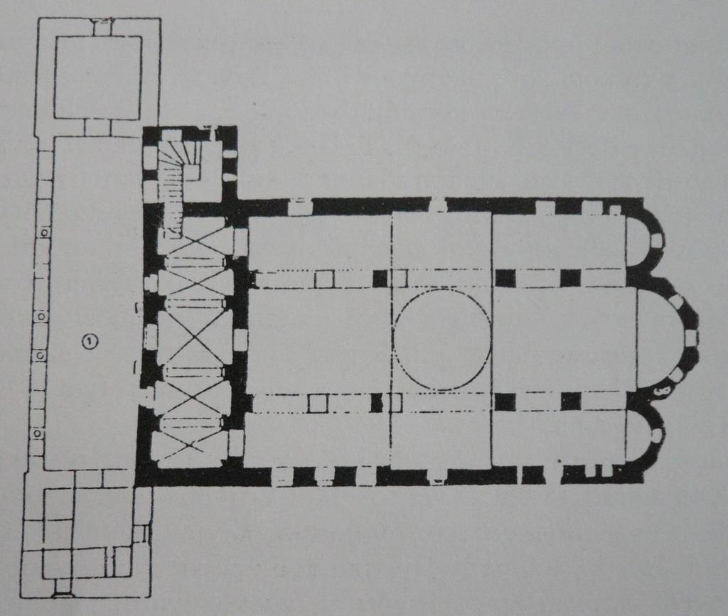 Oher, kisha e Shën Sofise, fundi i shek.x, planimetria Nefi i mesem ështeshumë pak i ngritur dhe nuk ka dritare.