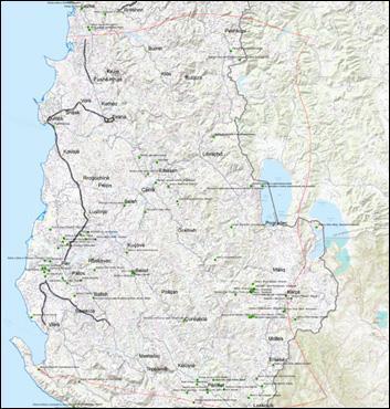 I.3. Epirus Nova në hartat historike antike vendosur ne harten e gjeografikë bashkëkohore të Shipërisë.