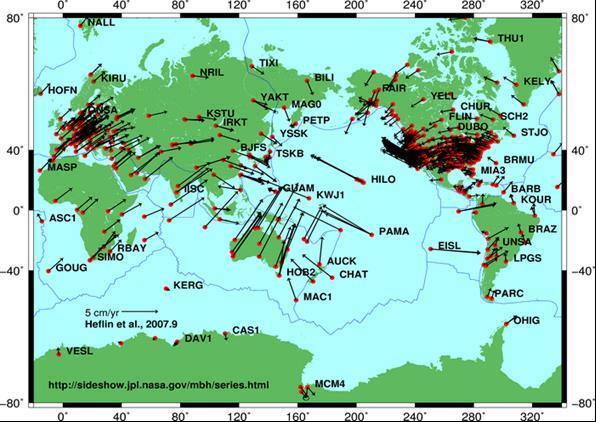 Εικόνα 1.8: Παγκόσμια κίνηση των τεκτονικών πλακών. (Πηγή: https://el.wikipedia.org/wiki/σεισμός) 1.2.5.