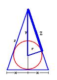 Које су мере једнакокраког троугла најмање површине који се може описати око круга полупречника r?