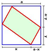 максимална. Ре: x=y=a/ 19. Од свих правоугаоника истог обима О одреди онај који има максималну површину.