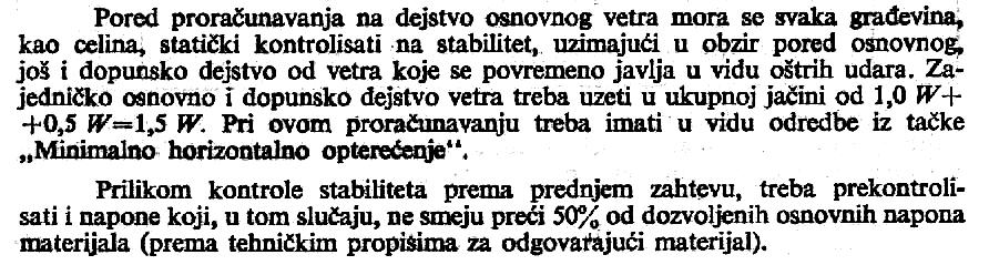 opterećenja vetrom Jugoslavija 1960: