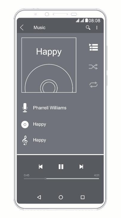 Μουσική Το Cubot Smartphone υποστηρίζει διάφορα μουσικά format και ηχητικά εφέ, όπως Ενίσχυση