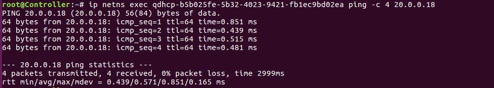 Ping αυτή τη διεύθυνση IP από τον controller node ή οποιοδήποτε host στο physical provider network root@controller:~# ip netns exec