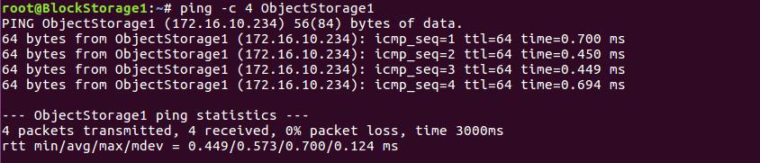 ObjectStorage1 node root@objectstorage1:~# ping -c 4 www.google.