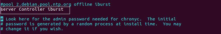 conf server Controller iburst BlockStorage1 node root@blockstorage1:~# apt install chrony Παραμετροποίηση του αρχείου /etc/chrony/chrony.