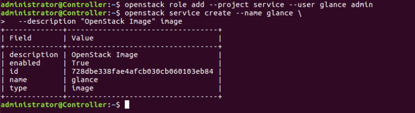 Δημιουργία glance service administrator@controller:~$ openstack service
