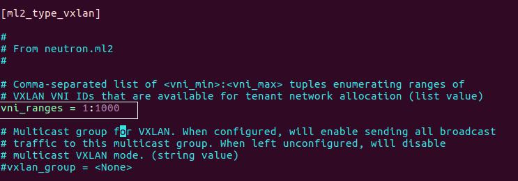 [ml2_type_vxlan] vni_ranges = 1:1000 [securitygroup] enable_ipset = True Διαμόρφωση Linux bridge agent Παραμετροποίηση του αρχείου /etc/neutron/plugins/ml2/linuxbridge_agent.