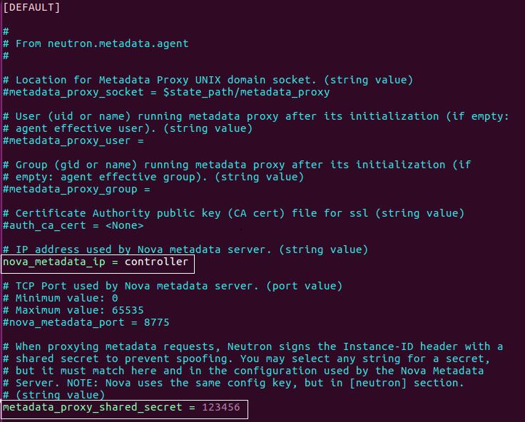 METADATA_SECRET: 123456 Διαμόρφωση Compute service για την χρήση του Networking service Παραμετροποίηση του αρχείου /etc/nova/nova.conf root@controller:~# vim /etc/nova/nova.