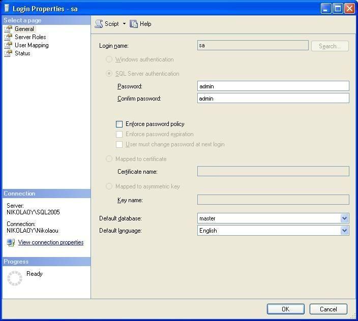Στην επόμενη οθόνη ξετσεκάρουμε το Enforce password policy και συμπληρώνουμε στα πεδία Password και Confirm password τη λέξη admin, όπως φαίνεται και στο