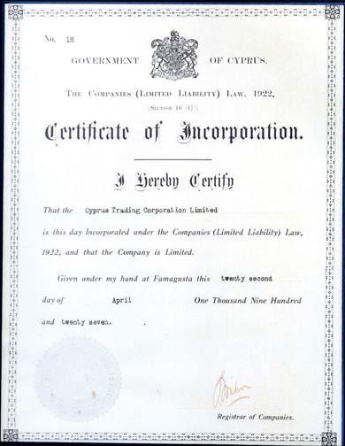 Σύντομη Ιστορική Αναδρομή Η CTC είναι μια από τις αρχαιότερες εν ενεργεία εμπορικές εταιρείες της Κύπρου.