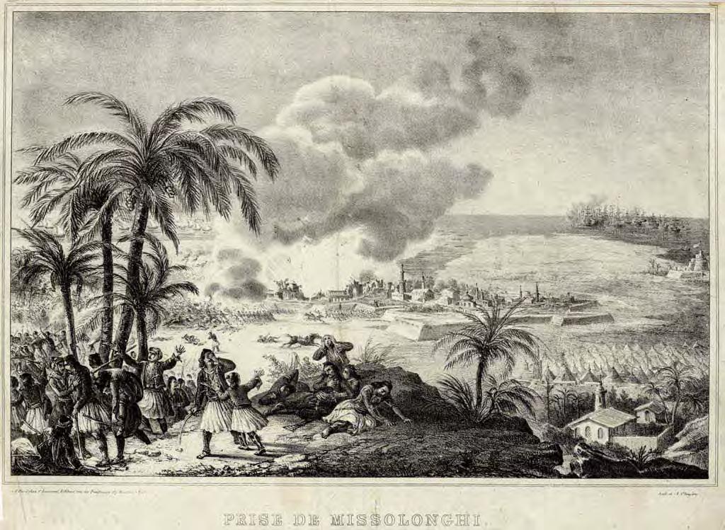 99 Prise de Missolonghi (Παρίσι, C. Laurent, 1826) λιθογραφία του A. Cheyère, 33,9 x 50,6 cm. 800-1.200 ΒΙΒΛΙΟΓΡΑΦΙΑ: Πρβ.