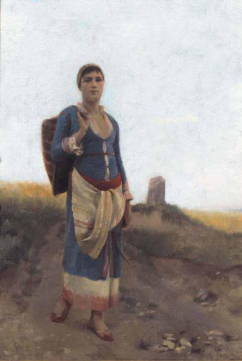 11 Θεόδωρος Ράλλης (1852-1909) Μεγαρίτισσα με δρεπάνι υπογεγραμμένο κάτω αριστερά: Ralli λάδι σε