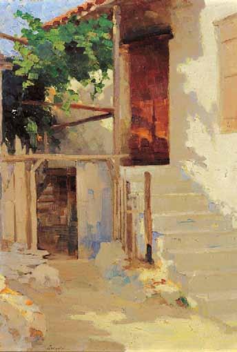000 32 Απόστολος Γεραλής (1886-1983) Χωριατόσπιτο υπογεγραμμένο