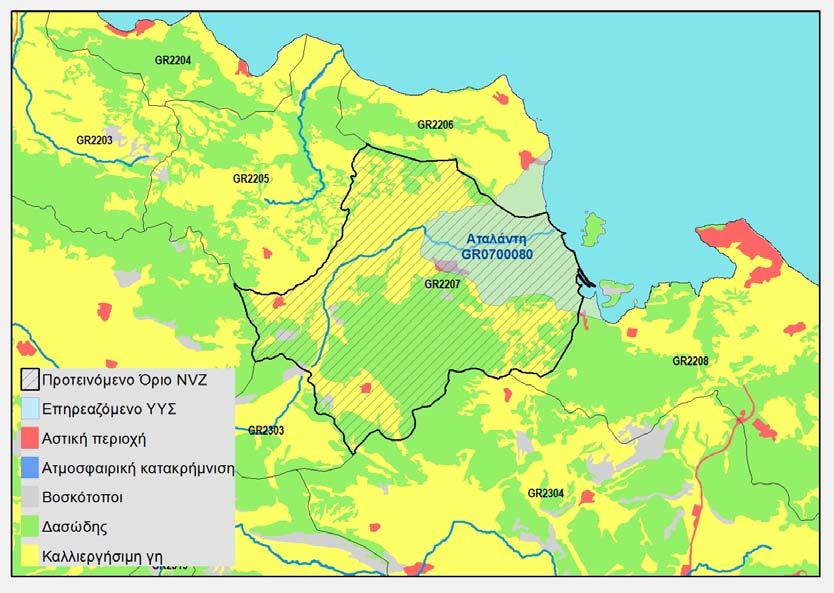 Σχήµα 5-10: Προτεινόµενο όριο ευπρόσβλητης ζώνης Αταλάντης 3.