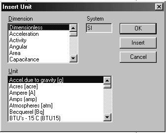 Implicit Mathcad-ul foloseşte sistemul de internaţional de unităţi d măsură, dar utilizatorul poate alege alt sistem folosind comanda Options, amplasată în meniul Math.