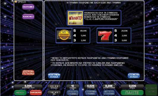 2.3.3 QUICK PAY JACKPOTS / ΠΙΝΑΚΑΣ ΠΛΗΡΩΜΩΝ / ΑΠΟΔΟΣΕΩΝ Μόνο το μεγαλύτερο κέρδος πληρώνεται ανά γραμμή