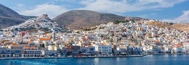 than Piraeus. Other villages are Galissas, Foinikas, Pagos, Manna, Kini and Poseidonia.
