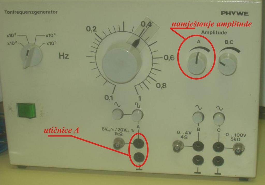 Slika 10. Audiofrekventni generator s označenim priključcima izlazne impedancije 1 kω. Zadaci 1. Složite most za mjerenje samoindukcija zavojnica pomoću osciloskopa.