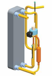 Wiring diagram late heat exchanger (HE) and liquid line temperature Mount plate heat exchanger in the vertical position and oriented correctly. Ensure that sensors are located correctly as well.