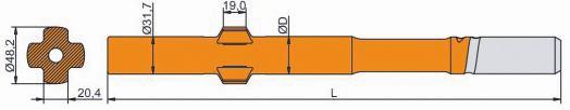 Shank Adaptor for Sandvik/Tamrock Sandvik/Tamrock Sandvik/Tamrock HLX,HFX Sandvik/Tamrock L00,L1L 00,L0, Sandvik/Tamrock