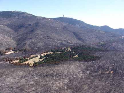 Μη καμένες περιοχών εντός της περιμέτρου.