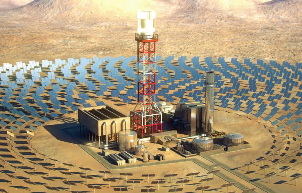 ف دائرة الضوء أخبار DESERTEC/BRIGHTSOURCE مصاع الطاقة الحرارة الشمسة توفر أحد الخارات لتزود أوروبا بالكهرباء م خالل مشروع»دزرتك«)تصور ف(.