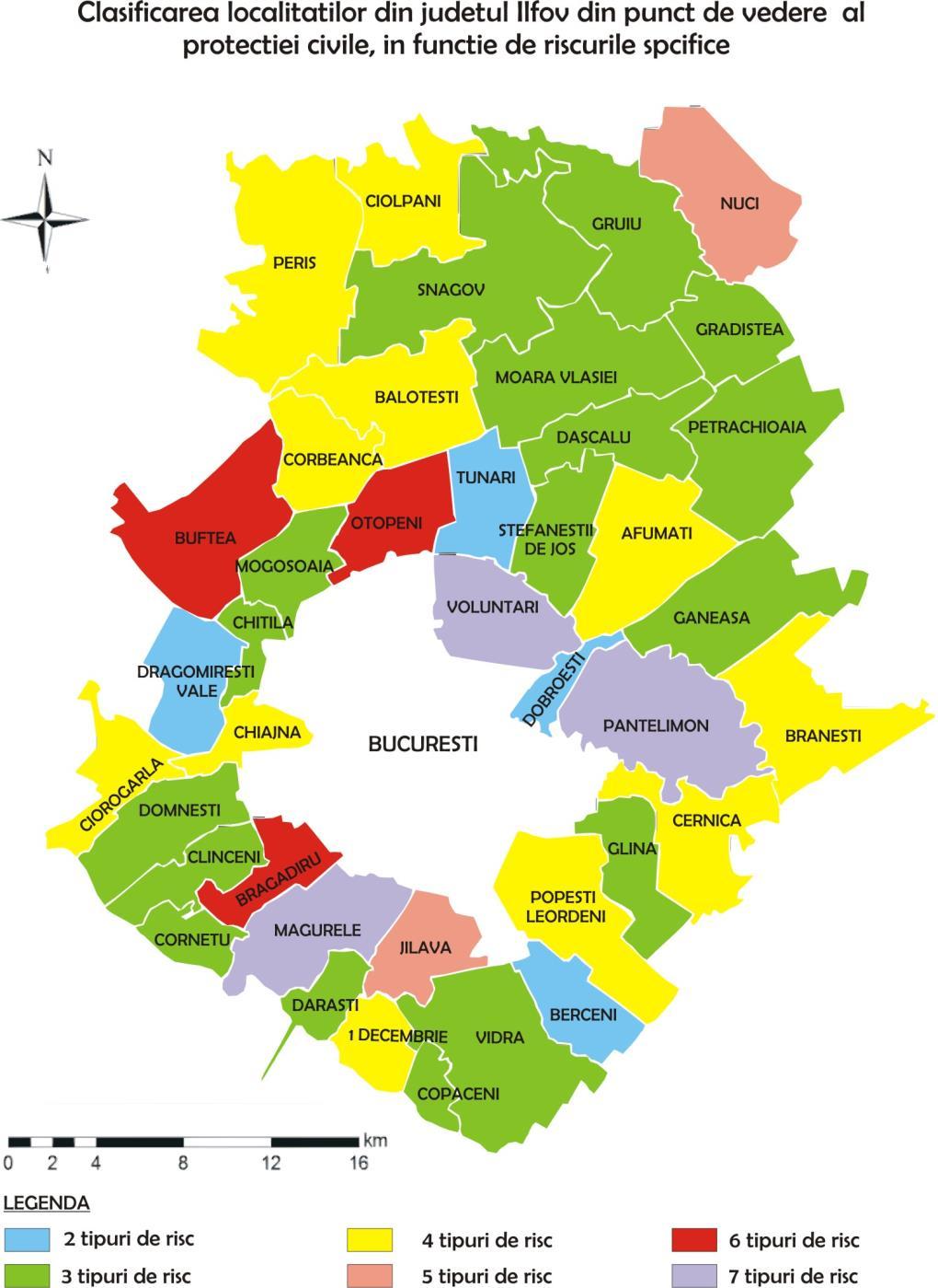 Din punct de vedere al protecţiei civile, localităţile din judeţul Ilfov se clasifică în funcţie de riscurile specifice menţionate mai sus.