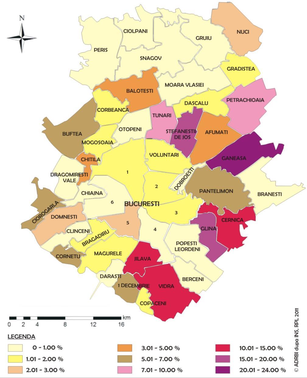 La nivel regiunii, în ultimii 10 ani populaţia aparţinând comunităţii roma a crescut cu cca. 1300 de persoane. În judeţul Ilfov numărul de romi a crescut cu cca.