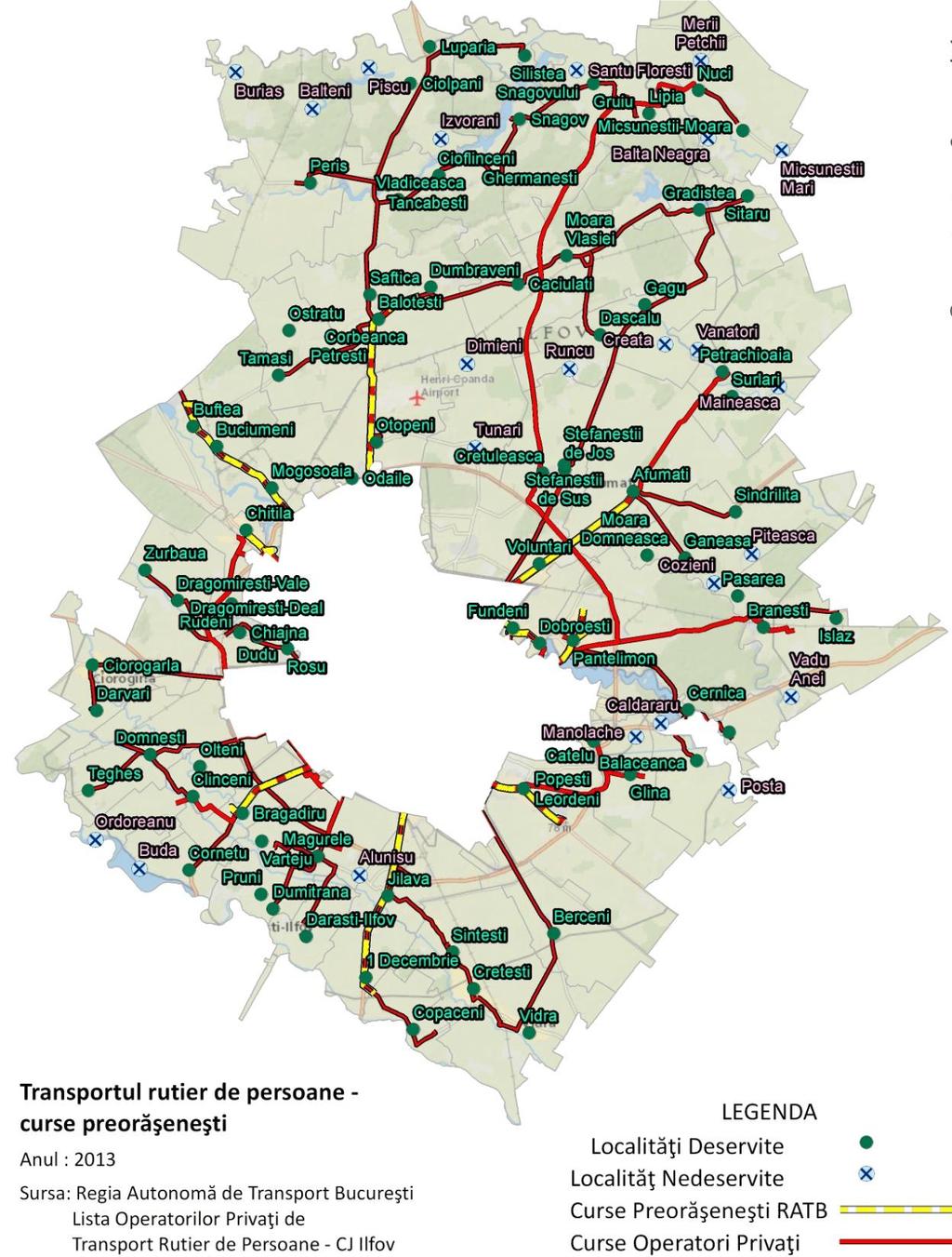 Fig. 57. Transportul public şi privat de pasageri din judeţul Ilfov Sursa: Strategia de dezvoltare a judeţului Ilfov. Orizont 2020. Gea Strategy Consulting.