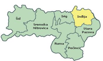 1. ОСНОВНИ ПОДАЦИ О ОПШТИНИ ИНЂИЈА Слика 1. Сремски округ Општина Инђија налази се у АП Војводини, у североисточном делу Срема.