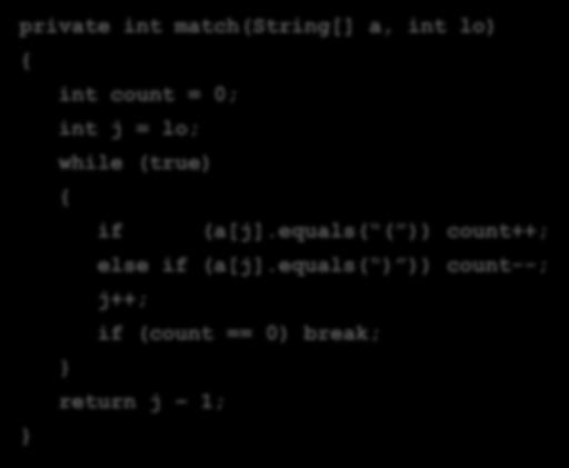 الگوریتم تبدیل عبارت کامال پرانتزی به درخت عبارت 64 privt int mth(strin[], int lo) int ount = 0; int j = lo; whil (tru) i ([j].