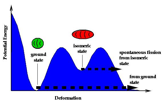 Za jako tešku jezgru, energetski povoljniji može biti oblik u kojem su nukleoni podijeljeni u dva grozda koji se djelomice preklapaju.