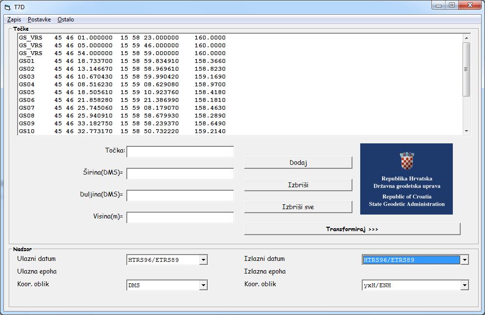 GS12 10 GS13 179 GS14 3 GS15 169 GS16 118 GTSK 145 Kako je cilj provedenih mjerenja određivanje koordinata GNSS točaka u službenom referentnom koordinatnom sustavu HTRS96/TM, to je elipsoidne