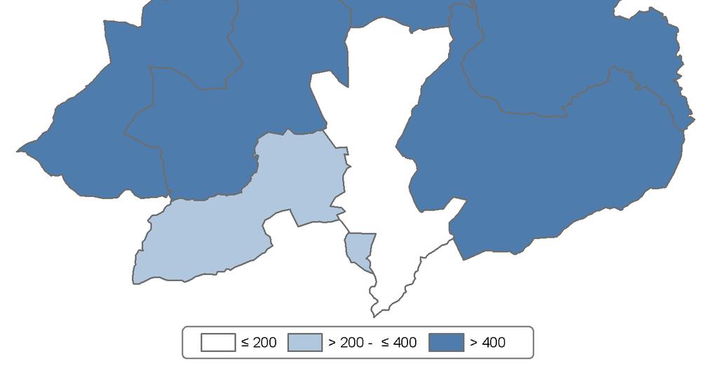Índice de envellecemento 600 500 400 300 200 100 0 Laza Castrelo do Val Cualedro Vilardevós Monterrei Riós Oímbra Verín 16 14 12 10 8 6 4 2 0 Logaritmo en base 2 da poboación Índice de envellecemento