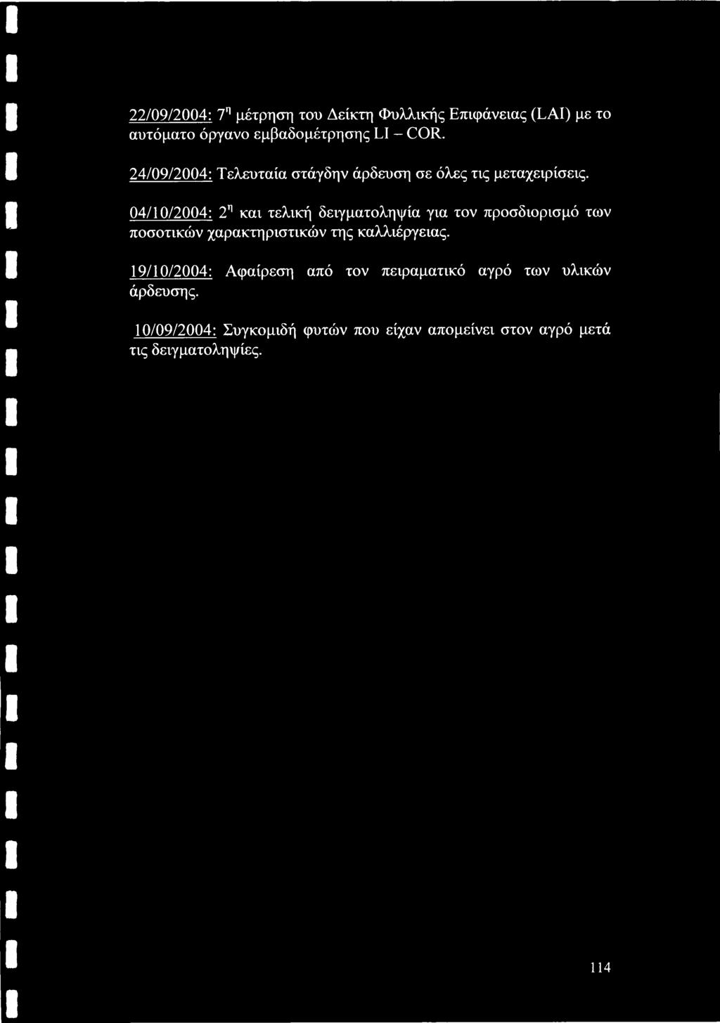 04/10/24: 2η και τελική δειγματοληψία για τον προσδιορισμό των ποσοτικών χαρακτηριστικών της καλλιέργειας.