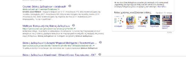 χρήστης. Εικόνα 32. Παρουσίαση αποτελεσμάτων μηχανής αναζήτησης Google Διαχείριση Γεωγραφικών Δεδομένων.