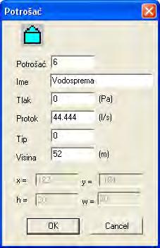 Stacionarni proračun strujanja fluida Nakon pumpe, postavlja se vodosprema, koja se predstavlja blokom potrošača.