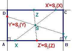 Príklad 1: Dané sú rovnobežné úsečky AB a CD, AB = CD. Nájdite stred súmernosti S tak, aby CD=S S (AB). Nájdite aj osi osových súmerností, zložením ktorých vznikla daná stredová súmernosť.