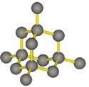 V kremenu SiO 2 je vsak silicijev atom povezan s štirimi tetraedrično razporejenimi kisikovimi atomi, vsak kisikov atom pa je povezan z dvema silicijevima atomoma.