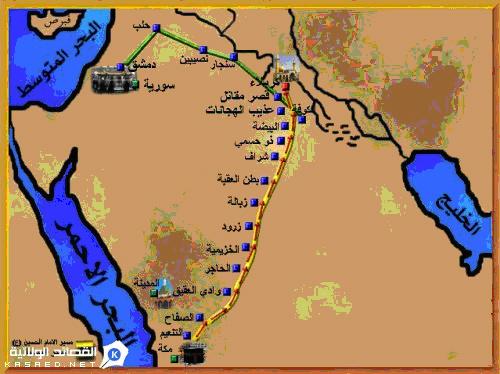 خط Sسري الركب احلùسيني عاTش بعد اأخيه المام احلùسن عليه الùسالم عûشر Sسنني و أابى اأن يبايع يزيد بن معاوية حيث فاج أا معاوية بن أابي Sسفيان الأمة الإSسالمية بتعيينه للخالفة ابنه يزيد املûشتهر بفùسقه