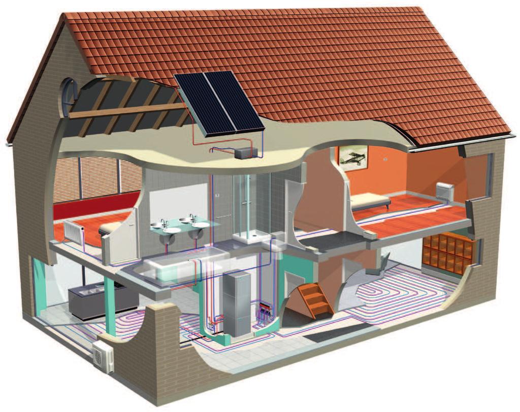 Sistem split de temperatură scăzută Daikin Altherma Încălzire, apă caldă menajeră şi răcire pentru locuințe noi 1 Sistem split Un sistem split este alcătuit dintr-o unitate exterioară şi o unitate