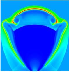 Azzayouna University Journal Eleventh Issue Third year - 2014 8 µs 12 µs Figure 2: Pressure contours for 40 MPa hydrogen jet, 2mm orifice The temperature contours for 30 MPa jet at 5 µs and 12 µs are