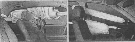 Fig.9.9.Airbag lateral de tip cortină sau tubular pentru protecşia capului în impact lateral înalt si răsturnări.
