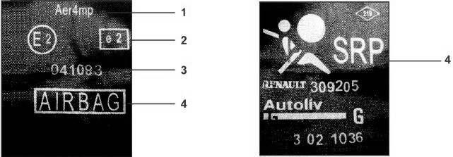 bord. Acest captor este completat cu un captor plasat la interiorul închizătorului pentru centura pasagerului. Marcajele centurii de siguranta 1. Caracteristicile centurii 2. Ţara de omologare 3.